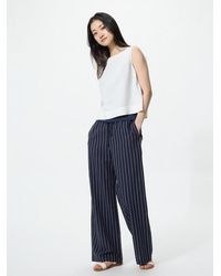 Uniqlo - Linen Blend Easy Trousers (Striped, Longer) - Lyst