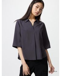 Uniqlo - Blusa Viscosa Colletto Aperto Maniche A 3/4 - Lyst