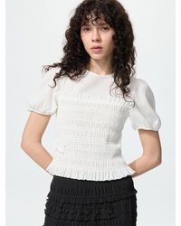 Uniqlo - Shirring Volume Sleeve T-Shirt - Lyst