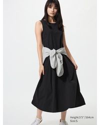 Uniqlo Fit And Flare Dress (Sleeveless) in Blue | Lyst UK