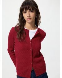 Uniqlo - Mini Cable Knit V Neck Cardigan - Lyst