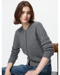Uniqlo - 100% Cashmere Pointelle Crew Neck Cardigan - Lyst