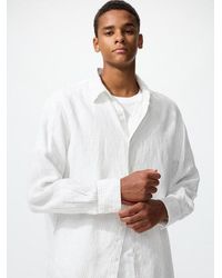 Uniqlo - 100% Premium Linen Shirt (Striped) - Lyst