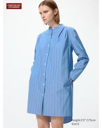 Uniqlo - Cotton Striped Short Shirt Dress (Long Sleeve) - Lyst