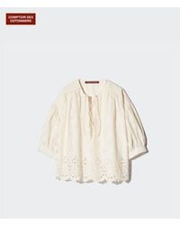 Uniqlo - Baumwolle Bluse (Bestickt, Kurzarm) - Lyst