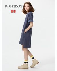 Uniqlo - Oversized T-Shirt Dress (Short Sleeve, Colour Block) - Lyst