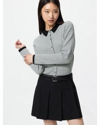 Uniqlo - Mini Cable Knit V Neck Cardigan - Lyst