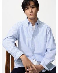 Uniqlo - Regular Fit Oxford Shirt (Striped) - Lyst