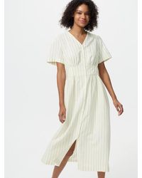 Uniqlo - Linen Blend V Neck Dress (Short Sleeve, Striped) - Lyst