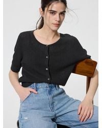 Uniqlo - Sheer Lace Crew Neck Cardigan (Short Sleeve) - Lyst