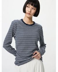 Uniqlo - Soft Ribbed T-Shirt (Striped, Long Sleeve) - Lyst