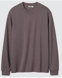 Uniqlo - Airism Cotton Crew Neck T-Shirt (Striped, Long Sleeve) - Lyst