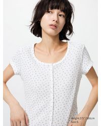Uniqlo - Waffle Mini T-Shirt (Patterned, Deep Neck) - Lyst