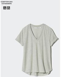 Uniqlo - Camiseta 100% Lino Cuello Pico - Lyst
