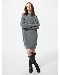 Uniqlo - 100% Lambswool Knit Mini Dress - Lyst