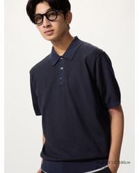 Uniqlo - Washable Knit Polo Jumper (Short Sleeve, Striped) - Lyst