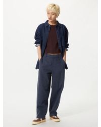 Uniqlo - Linen Cotton Tapered Trousers (Striped) - Lyst