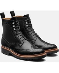 Grenson Fred Calf Brogue Derby Boot - Black