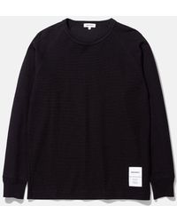 Norse Projects Aske Tab Series Waffle Long Sleeve T-shirt - Black