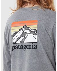 Patagonia Line Ridge Logo Responsibili-tee Long Sleeve T Shirt - Gray