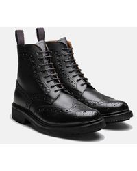 Grenson Fred Brogue Boot (commando Sole) - Black