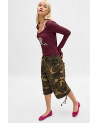 Roxy - Uo Exclusive Double-layer Waffle Baby Tee Xs At Urban Outfitters - Lyst