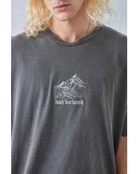 Urban Outfitters - Uo Overdyed Black Reach Your Summit T-shirt - Lyst