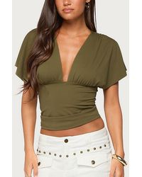 Edikted - Flutter Plunging V Neck Top - Lyst
