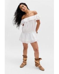 Kimchi Blue - Nina Off-shoulder Cotton Romper - Lyst