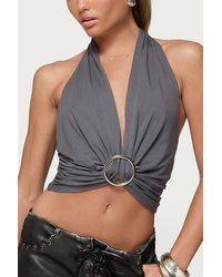 Edikted - Nessie Metal Ring Backless Halter Top - Lyst