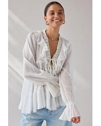 Kimchi Blue - Mona Lace Trim Ruffle Babydoll Tunic Blouse - Lyst