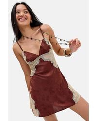 Out From Under - Lace Insert Jacquard Slip Dress - Lyst