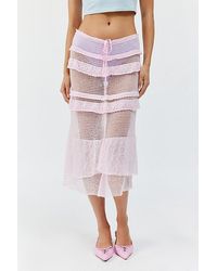 Urban Outfitters - Uo Aliaya Sheer Knit Midi Skirt - Lyst