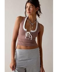 Out From Under - Stassi Seamless Knit Lace-Up Halter Top - Lyst