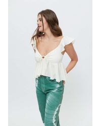Urban Outfitters Uo Willa Dropped Collar Blouse in White - Lyst