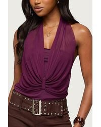 Edikted - Layered Mesh Gathered Halter Top - Lyst