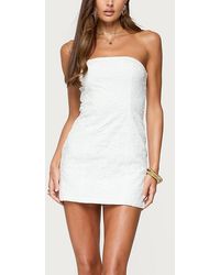 Edikted - Textured Floral Strapless Mini Dress - Lyst