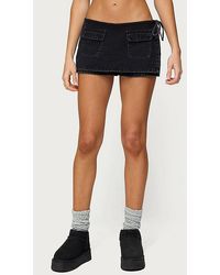 Edikted - Giselle Wrap Denim Mini Skort - Lyst