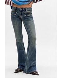 The Ragged Priest - Dirty Blue Low Rise Flare Jeans - Lyst