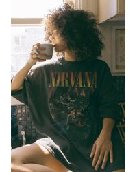 Urban Outfitters Cotton Nirvana Smile Overdyed Sweatshirt in Pink - Lyst