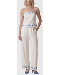 Modenaire - Floral Embroidered Two-Piece Set With Camisole And Wide-Leg Pants - Lyst