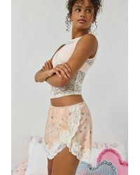 Out From Under - Luccia Lace Trim Mini Slip Skirt - Lyst