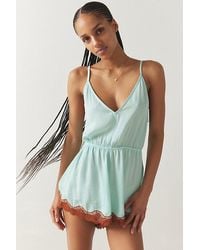Out From Under - Juliette Lacy Satin Romper - Lyst