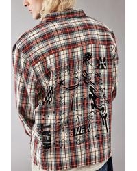 BDG - Rust & Ecru Check Back Print Long Sleeve Shirt - Lyst