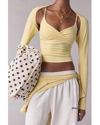 Out From Under - Bec Plunging Surplice Cropped Cami - Lyst