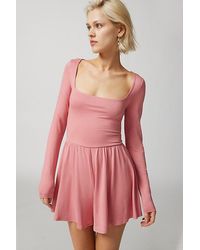 Urban Outfitters - Uo Savanah Knit Long Sleeve Romper - Lyst