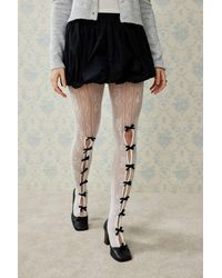Out From Under - Bow Cut-out Lace Tights - Lyst