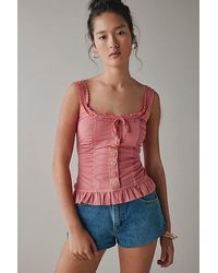 Kimchi Blue - Aimee Ruffle Button-Front Corset Tank Top - Lyst