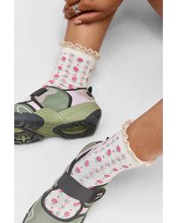 Out From Under - Floral Knit Trim Socks - Lyst