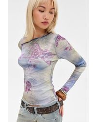Silence + Noise - Silence + Noise Drae Mesh Print Long Sleeve Top - Lyst